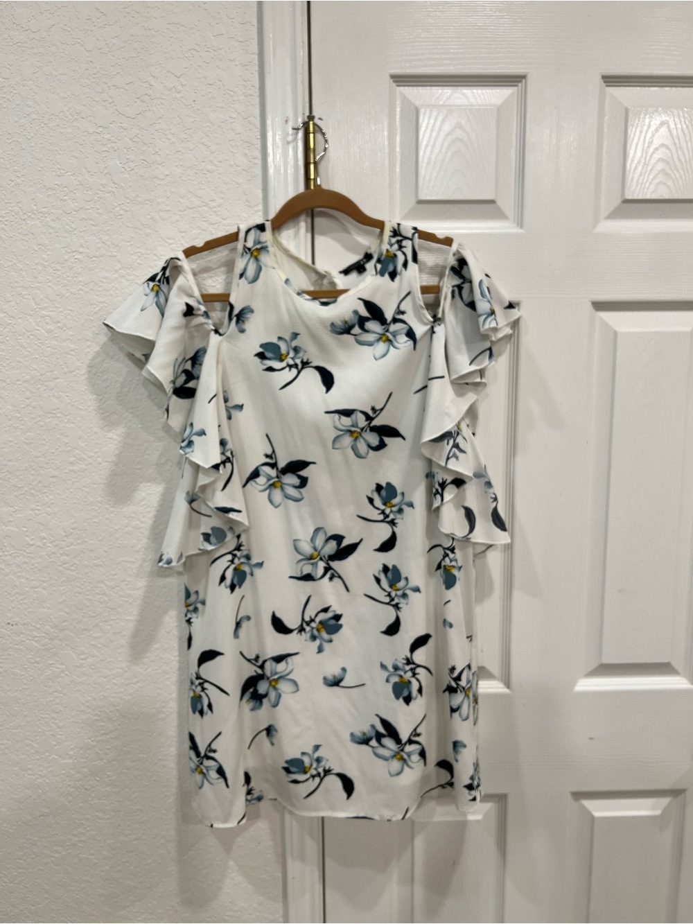 Papermoon White Floral Mini Dress with Blue and Yellow Accents
